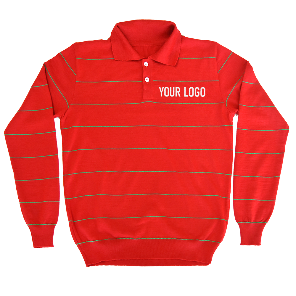 Red long-sleeved rest jersey customised with your own lettering
