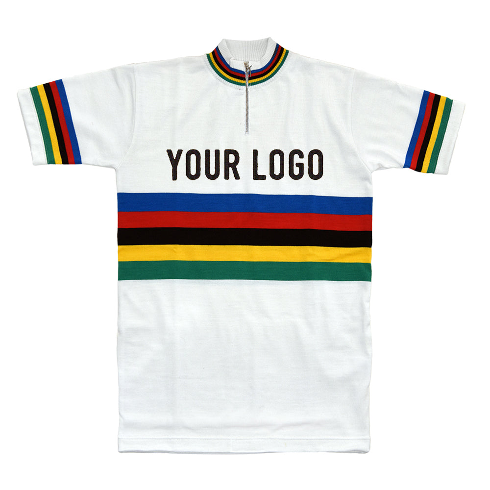 Rainbow jersey tubular sleeve customised with your own lettering