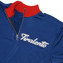 Load image into Gallery viewer, Blue "Silk" jersey customised with Tiralento lettering