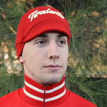 Load image into Gallery viewer, Red woolen cap customised with Tiralento lettering