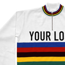 Load image into Gallery viewer, long-sleeved Rainbow jersey customised with your own lettering
