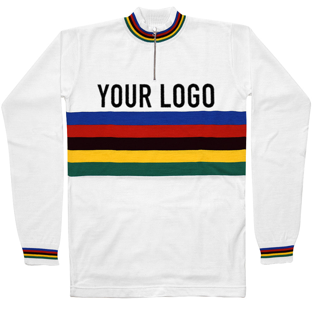 long-sleeved Rainbow jersey customised with your own lettering