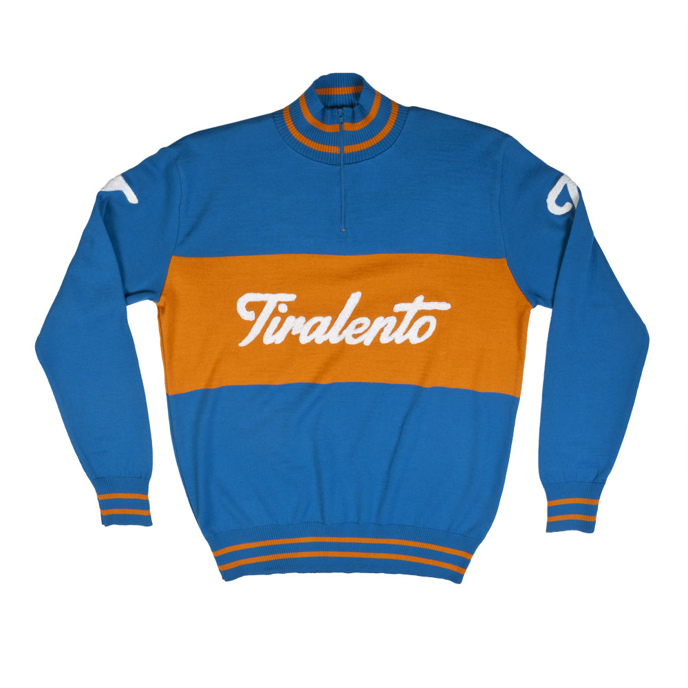 Milano-Sanremo lightweight training jumper customised with Tiralento lettering