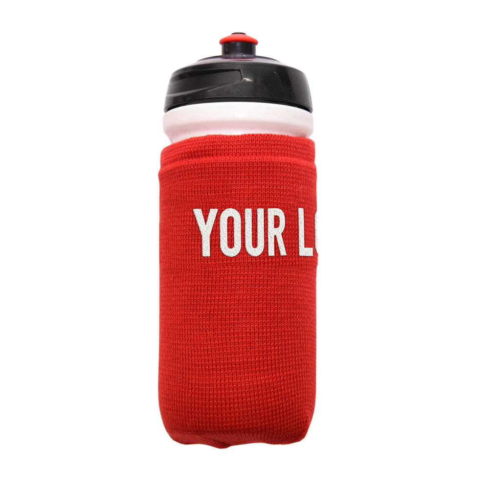 Red bottle-cover customised with your own lettering