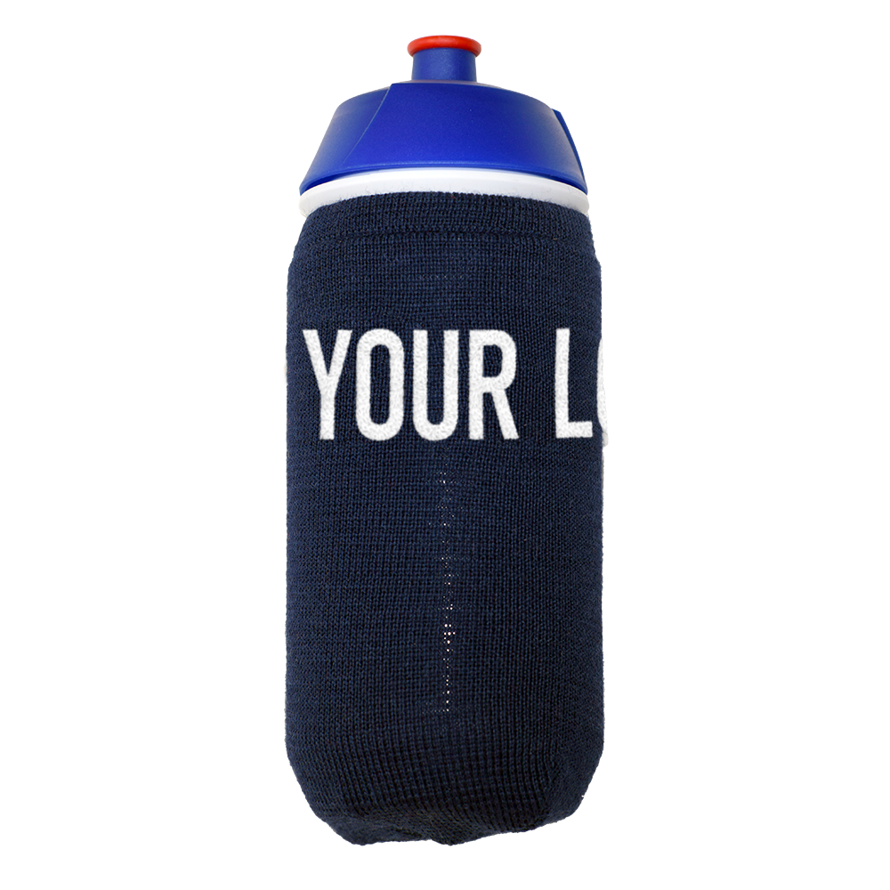 Blue bottle-cover customised with your own lettering
