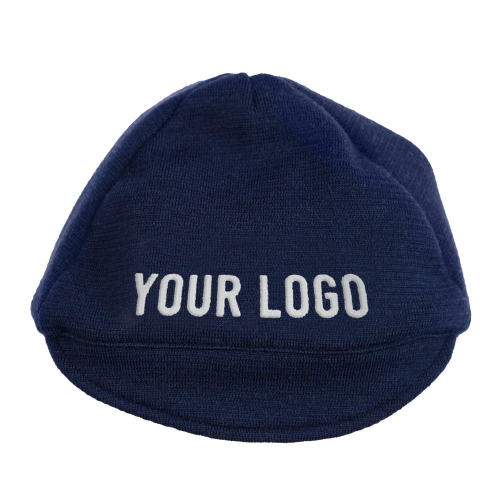 Blue woolen cap customised with your own lettering