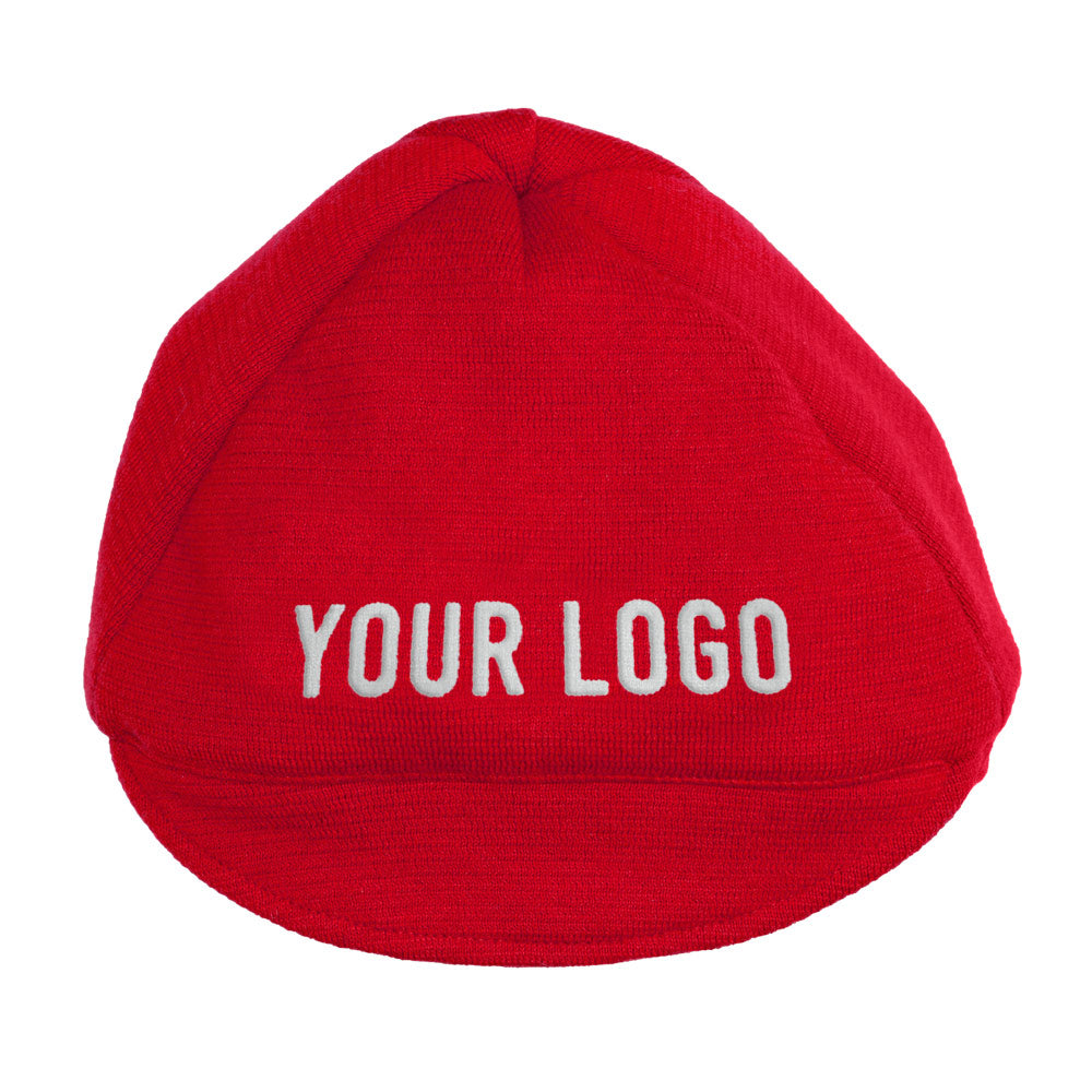 Red woolen cap customised with your own lettering