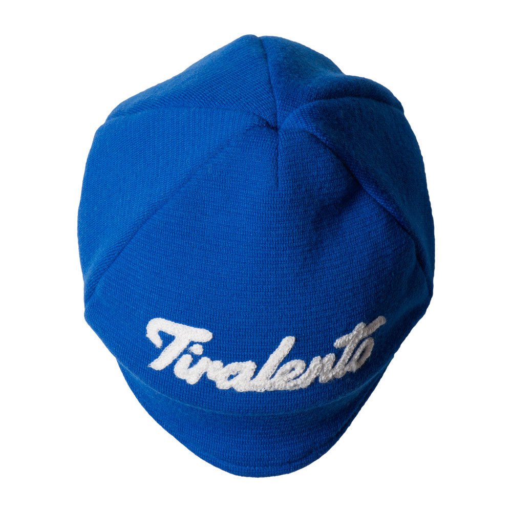 Light blue woolen cap customised with Tiralento lettering
